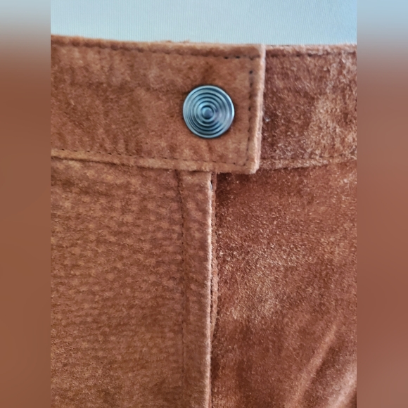GLOBAL IDENTITY leather rust-colored skirt size 6 - Picture 3 of 6